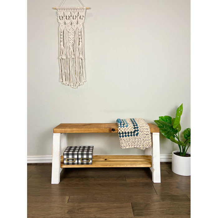 Loon Peak® Daigen Solid Wood Shelves Storage Bench Wayfair